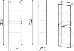 Stella Polare Шкаф пенал Корделия 35 подвесной серый матовый/белый матовый – фотография-4